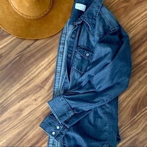 Denim jean snap button up shirt